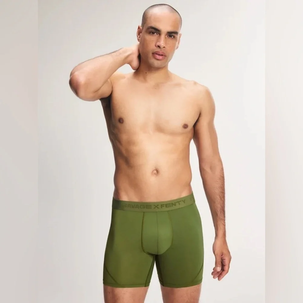 NWT Savage X Fenty SHADOW FIT BOXER BRIEFS GREEN‎ SCENE  E6